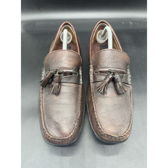 Johnston & Murphy J&M Brown Leather Tassel Loafer Slip-On Shoes Men's 10M - Picture 3 of 8